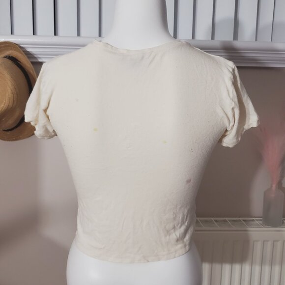 Womens ASH K- Graphic Baby Tee Thick Semi Crop "painting" print top - Picture 5 of 6